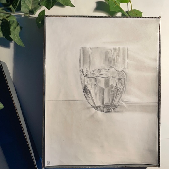 Still Life Art Crystal Waterford Glass Original Drawing Signed 7x11” - Picture 2 of 16